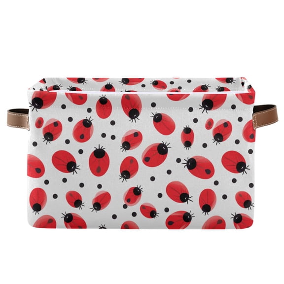 Ladybugs Storage Bins with Handle Fabric Organizer Basket Foldable Box 1 Pack 14.2x10.2x8.3