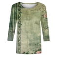 thumbnail image 4 of Mingw Clearane Pullover Flower Shirts Fall Tops Dressy Casual Blouses Floral Round Neck Tunic Tops, 4 of 5