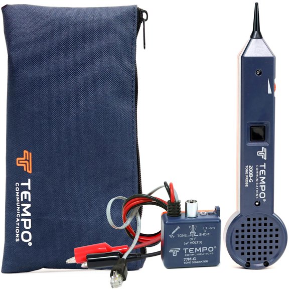 TEMPO 601K-G Traceur de Fils Standard Électrique, Générateur de Tonalité et Kit de Sonde pour Ethernet, Internet, Coaxial, Vidéo, Données RJ45, RJ11, RJ12 (601K-G-BOX Cabl