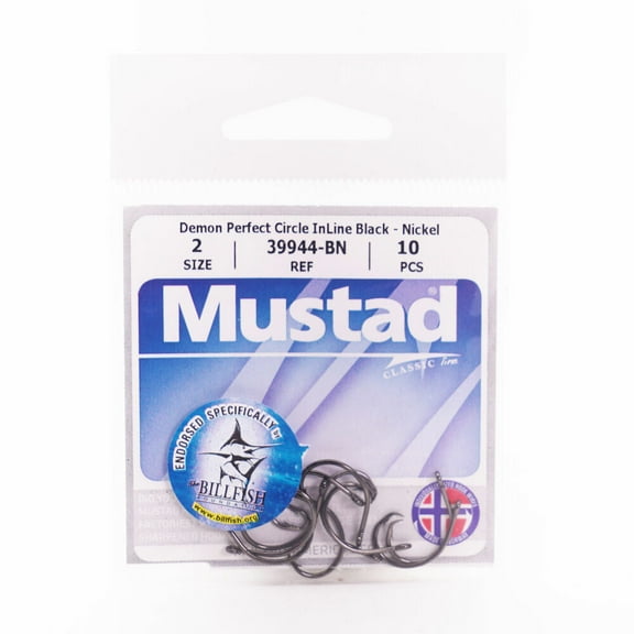 Mustad In-Line Circle Hook (Black Nickel) - 5/0 8pc