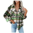 thumbnail image 3 of DDAPJ pyju Womens Plaid Shacket Wool Blend Shirt Jacket Checkered Work Shirts with Pockets Green S, 3 of 7