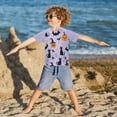 thumbnail image 3 of FORMRS Boys Rash Guard with Short Sleeves UPF 50+ Swim Shirts Sizes 3-12T, Purple Halloween Pumpkin, 3 of 6