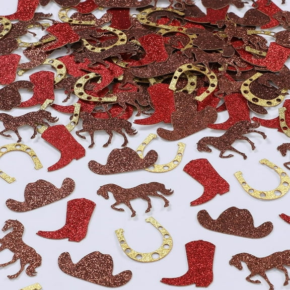 Sursurprise 200Pcs Glitter Western Cowgirl Table Confetti for Horse Race Party Decorations Birthday Baby Shower Supplies