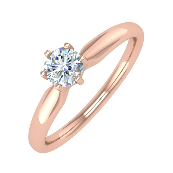 1/4 Carat 6-Prong Set Diamond Solitaire Engagement Ring Band in 10K Rose Gold (Ring Size 7.25)