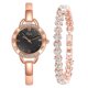 thumbnail image 2 of Reloj de cuarzo femenino Reloj simple Exquisito conjunto de reloj de pulsera para mujer (oro rosa negro), 2 of 5