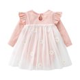 thumbnail image 3 of Otqutp Toddler Baby Girl Tutu Dress Kids Girls Long Sleeve Birthday Dress Tulle Knitted Ruffles Wedding Dresses Birthday Outfit for 6M-6 Years(Pink-b,6-12 Months), 3 of 3