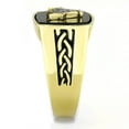 thumbnail image 4 of RareGem TK3223 - IP Gold(Ion Plating) Stainless Steel Ring with Synthetic Onyx in Jet, 4 of 4