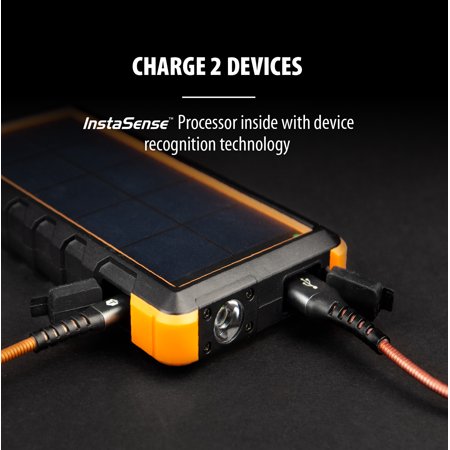 ToughTested - Solar20 20,000mAh Portable Charger with Power Delivery for Most USB Devices - Black/Orange