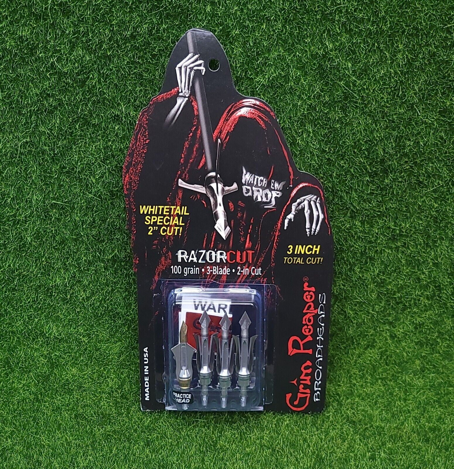 Grim Reaper RazorCut 2" 3 Blade 100 Grain Broadhead Whitetail Special 3 Pack 