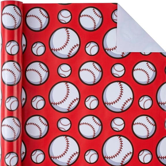 Baseball pattern Gift Wrapping Paper 58"x 23" inchs , Birthday Wrapping Paper Roll, Adorable Gift Wrap for Boys Girls Birthday Party