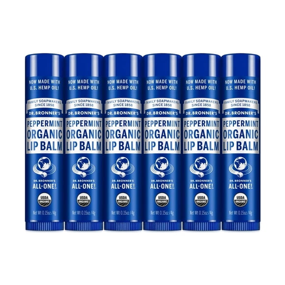Bálsamo Labial Orgánico Dr. Bronner's Menta Fórmula Hidratante y Refrescante Pack de 6 Unidades