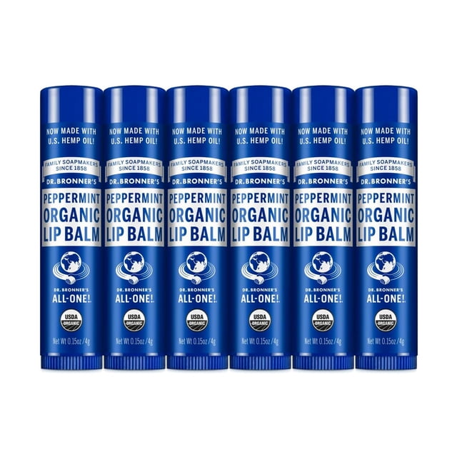 Bálsamo Labial Orgánico Dr. Bronner's Menta Fórmula Hidratante y Refrescante Pack de 6 Unidades
