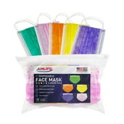 Casaba 50 Pack Multi-Color Disposable Face Masks 3-Ply - Made in USA with Imported Fabric