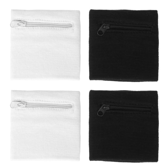 WAXIAYUZ 4-Pack Sports Wristbands with Zippered Pocket, Breathable Sweatband Wrist Wallet for Gym, Running, Workout, and Outdoor Activities