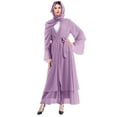 thumbnail image 5 of IBTOM CASTLE Women's Chiffon Muslim Cardigan Kaftan Middle East Arabian Abaya Dress Casual Islamic Cover up Long Dresses XL Purple, 5 of 8