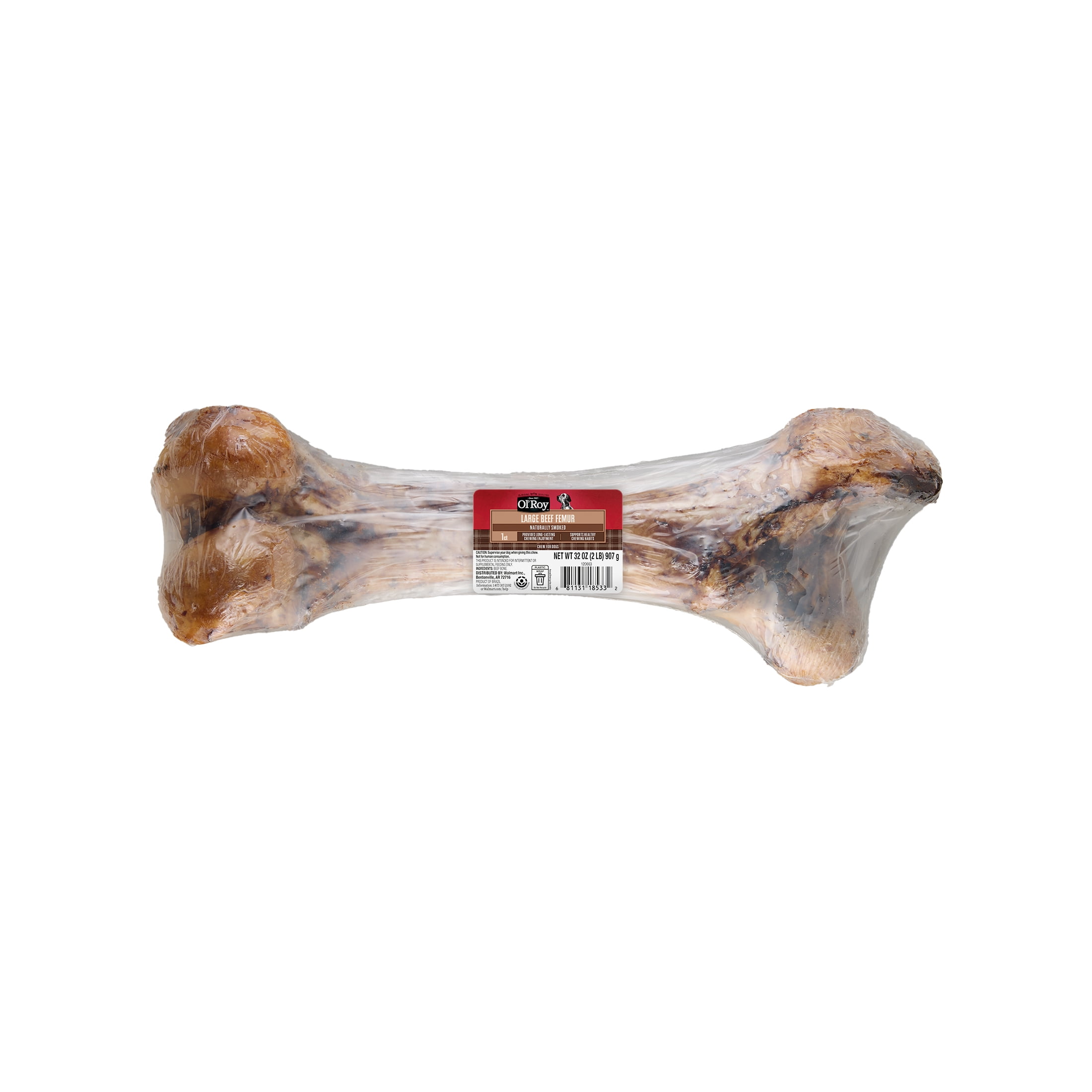 Ol' Roy Natural Large Beef Femur Dog Chew for Healthy Teeth, 1 Pack