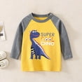 thumbnail image 2 of TOWED22 Toddler Boys Long Sleeve Shirts Cotton Dinosaur Fall Winter T-Shirts Tops Tee Clothes,Yellow,7-8 Y, 2 of 9