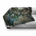 thumbnail image 3 of Lake Soft Flannel Fleece Throw Blanket, Various Sized Condensed Rocks in River at Evening Time When Lamps down Marine Theme, Cozy Plush for Indoor and Outdoor Use, 70" x 90", Grey Green, by Ambesonne, 3 of 6
