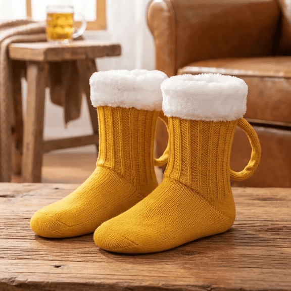 Beer Socks, Funny Novelty Beer Lover Socks | Creative Beer Stein Design Socks for Men Women, Christmas Birthday Oktoberfest Party Gifts