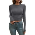 thumbnail image 3 of Womens Long Sleeve Crew Neck Slim Fit Going Out Top Basic Comfortable Tee Second Skin Feel, 3 of 9