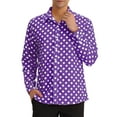 thumbnail image 1 of Camisa de vestir de manga larga de botones para hombre INSPIRE CHIC con estampado de lunares en color púrpura, 1 of 7
