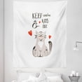 thumbnail image 1 of Valentines Day Tapestry, Love Cartoon Happy Cat with Hand Written Kiss Me Words, Fabric Wall Hanging Decor for Bedroom Living Room Dorm, 5 Sizes, Warm Taupe Vermilion, by Ambesonne, 1 of 1