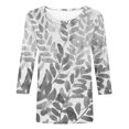 thumbnail image 4 of Women's Saint Vintage Casual Round Neck 3/4 Sleeve T-shirt Loose Top(Gray,M), 4 of 5
