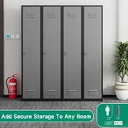 Metal Lockers for Employees,71Metal Storage Cabinet with Lock,1 Door Steel Storage Locker Cabinet for Home,Gym,School, Office,Garage-Assembly Required(Black Gray)
