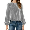 thumbnail image 1 of ShomPort T-Shirts pour Femmes Manches Longues Col Rond Extensible Slim Léger Crop Tops Confortables Couleur Unie Basiques Blouses, 1 of 8