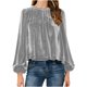 thumbnail image 2 of Karight Velvet Tops for Women Long Sleeve Casual Shirts Casual Soft Velvet Blouse Trendy Spring Blouses, 2 of 5