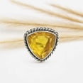 thumbnail image 3 of Vintage Citrine Gemstone Ring – Oxidized 925 Sterling Silver Ring Rope Bezel Triangle Cut Yellow Stone Jewelry, 3 of 6