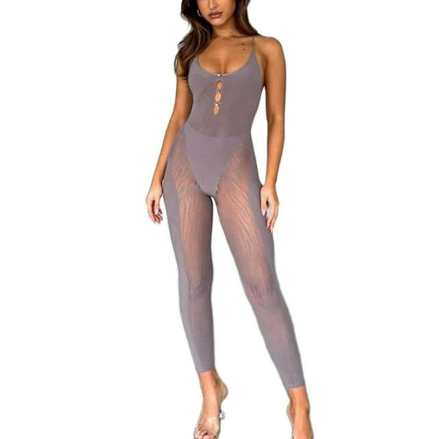 Combinaison une Pièce Sans Manches Été Pure Maille Entraînement Romper Club Streetwear pour Femmes