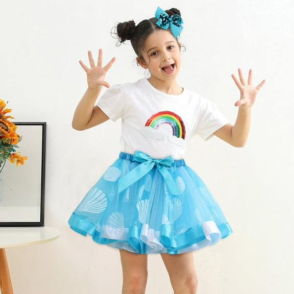 SJLDQY Girls Skorts Kids Dance Party Cartoon Ballet Hairclip Set Shorts