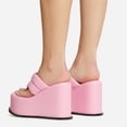 thumbnail image 3 of YDN Women Comfy Open Toe Slip On Mules Wedge High Heels Flip Flop Platform Slippers Summer Party Event Shoes Size 10 Pink, 3 of 3