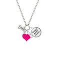 thumbnail image 2 of Delight Jewelry Silvertone Mini ''Rescue'' Dog Bone - Hot Pink Heart Nurse Strong Zoe Necklace, 2 of 4