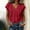 01 Red, variant on Women Summer V Neck Flutter Sleeve Blouse Solid Color Chiffon Top Crinkle Texture Ruffle Cap Sleeves Loose Fit Flowy Shirt for Office Daily