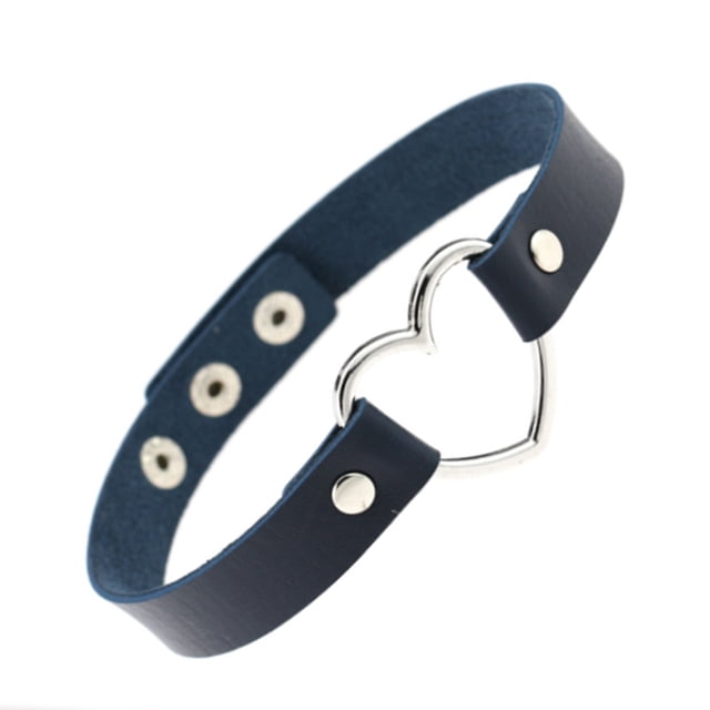 Minnieouse Collar colorido Gargantillas de cuero de clavícula de estilo japonés multicolor Fiesta Prop Gargantilla de corazón brillante Azul profundo Type3 NO3 Minnieouse PS11228-36