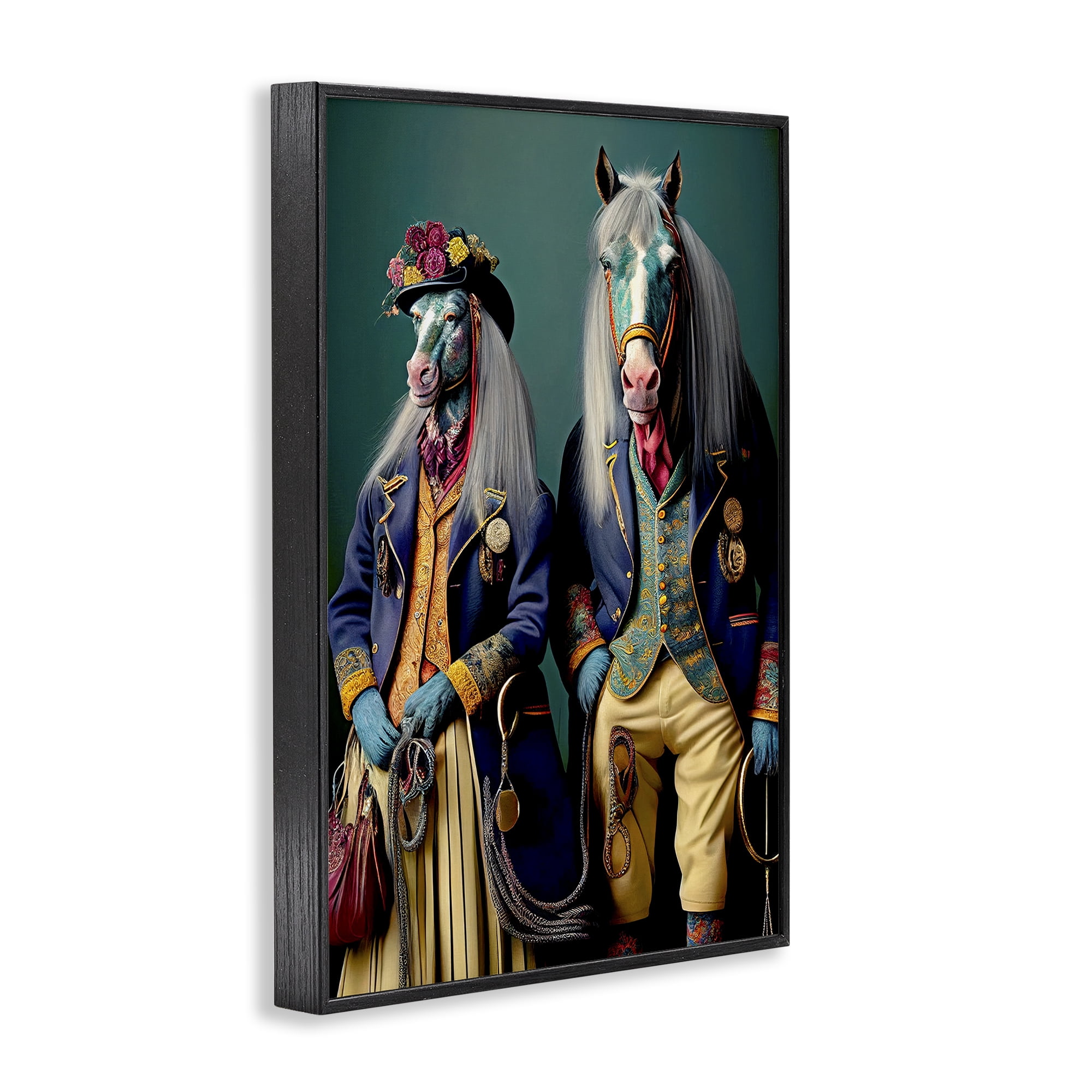 Stupell Industries Old Fashioned Horses Novelty Painting Black Framed Art Print Wall Art, 20 x 30