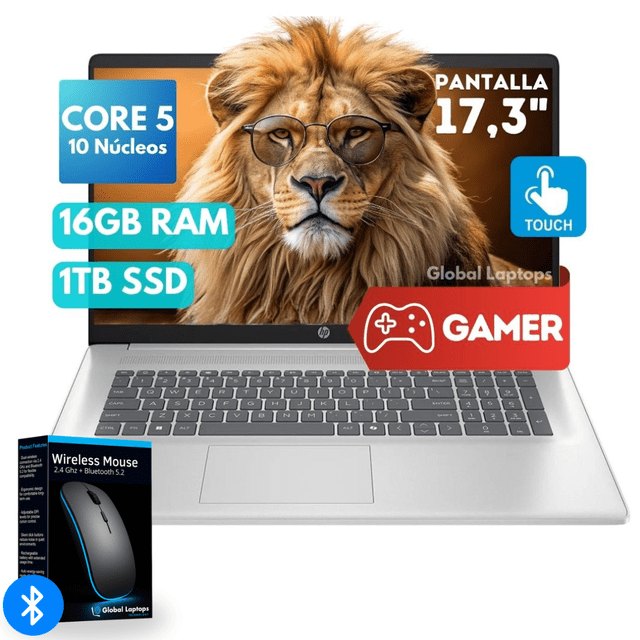 HP 17 Core 5 120u 16gb Ram 1tb Ssd Pantalla Tactil Hd+ 1600 Px X 900 Px 17.3 Laptop Gamer Cn4153 Incluye Windows Instalado Con Regalo