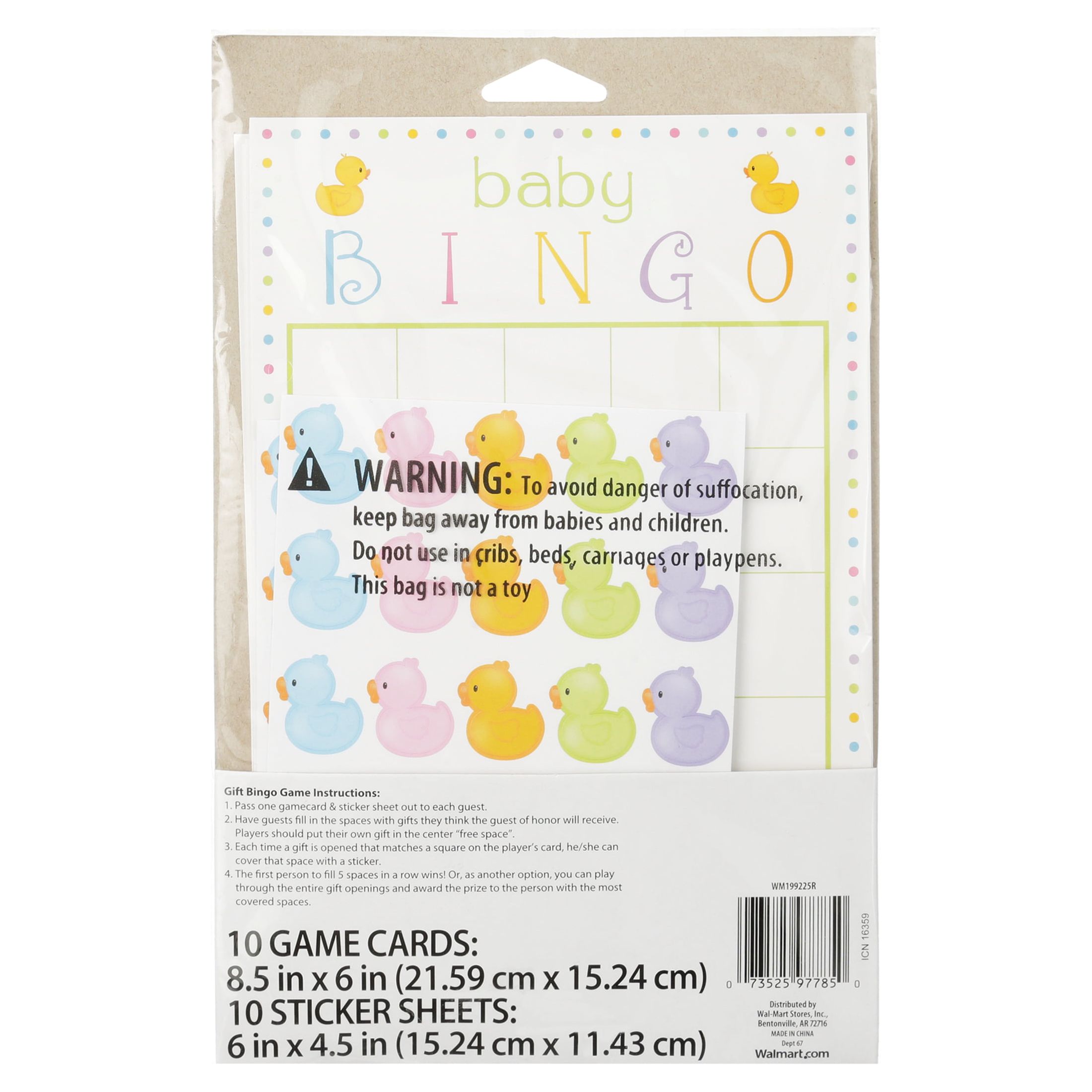 Way to Celebrate! Baby Shower Bingo Game, 10 Ct, Multi-Color
