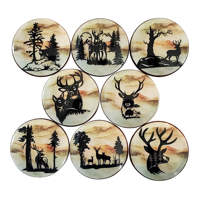 Twisted R Design Woodland Kitchen Cabinet Knobs, Decorative Deer Drawer Pulls, Rustic Animal Cabinet Handles, Set of 8 Dresser Knobs for Bathroom, Bedroom or Drawer Knobs
