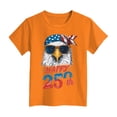 thumbnail image 4 of Toddler Girl's USA 250th Anniversary T Shirt Patriotic American Flag Eagle Graphic Soft Short Sleeve Tee for 1776-2026 US 250th Anniversary Gibobby,9-10 Years,Orange, 4 of 5