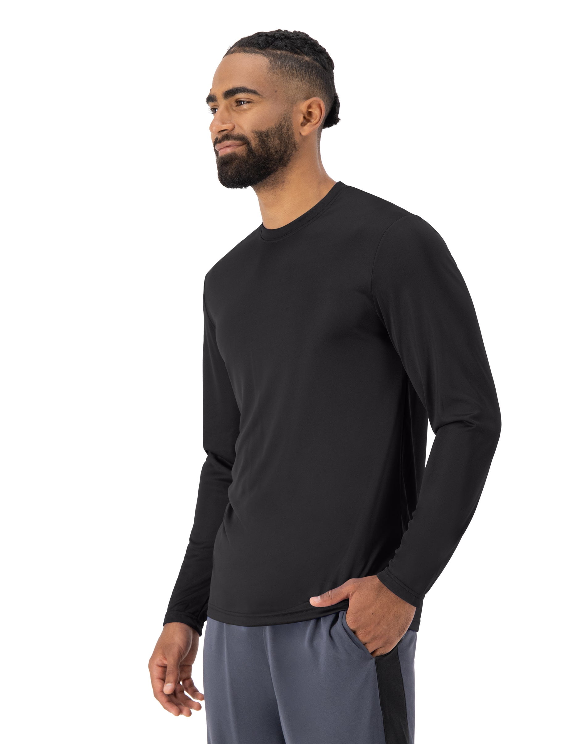Hanes Cool DRI Performance Long Sleeve T-Shirt, Quick-Drying Training Tee, UPF 40+