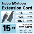 thumbnail image 2 of Cable de extensión FNXPOW, calibre 12, 3 puntas, 15 A, 15 pies, resistente a la intemperie, 2 of 7