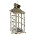 thumbnail image 2 of Distressed White Large Window Pane Style Candle Lantern, 2 of 3