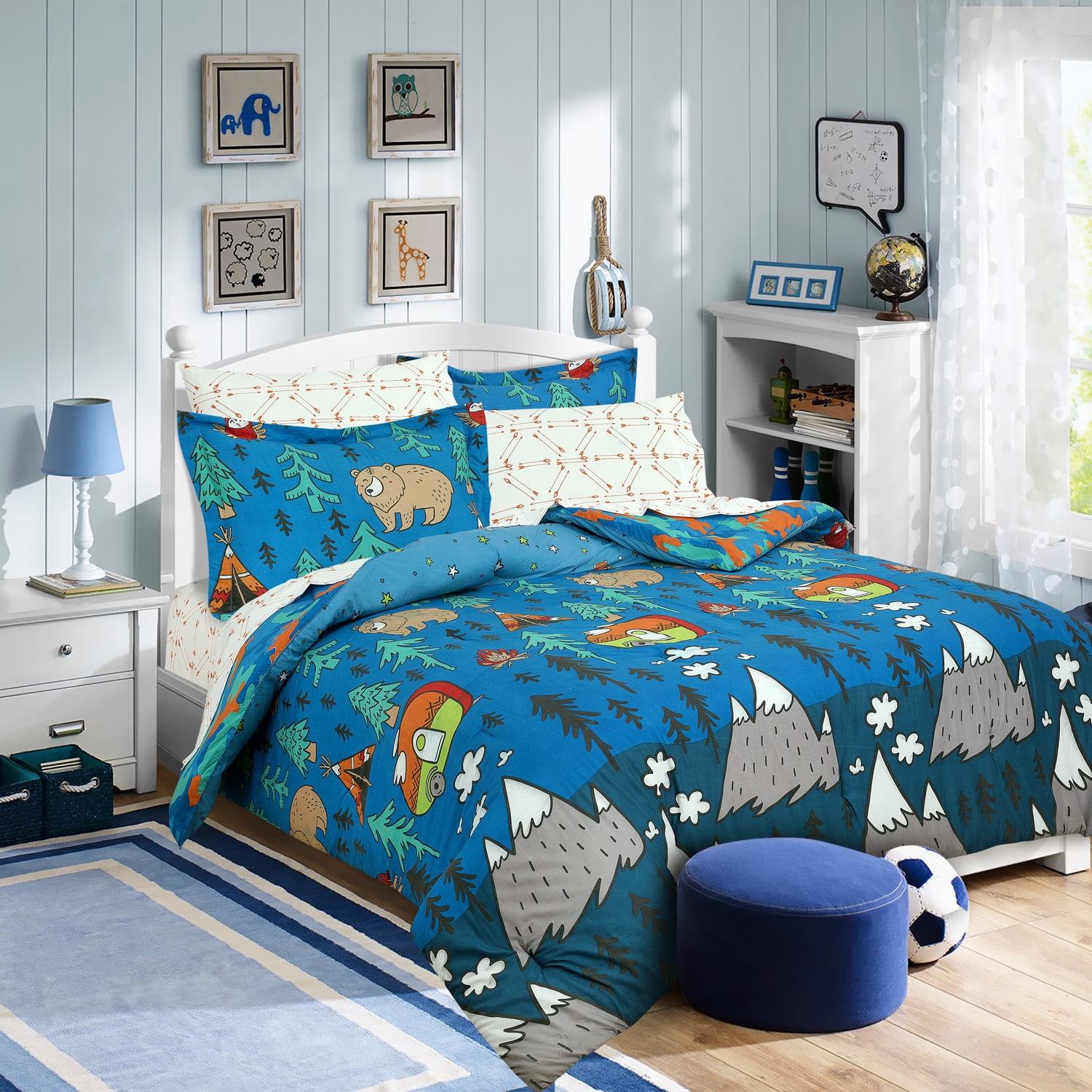 American Kids Woodland Safari Boy 5 Piece Bed in a Bag Bedding Set Multi Twin 