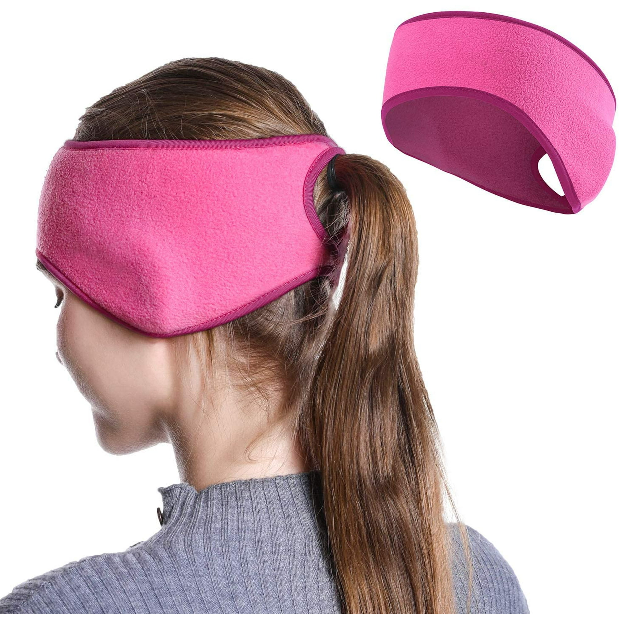 Womens Running Ear Warmer Ponytail Fleece Headband Perfect for