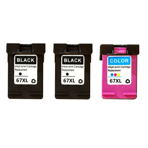 Inkpro Compatible 67XL 67 XL Ink Cartridge Replacement for Envy 6052 6058 6075 Deskjet 2732 2755 4152 4155 4158 Printer - 3 Pack