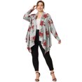thumbnail image 3 of Cárdigans de talgrande pamujer, parte delanteabierta, mangas 3/4, estampado de búho, chaquetas pacubrir gris rojo 4X, 3 of 6
