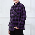 thumbnail image 5 of dazeni Big Boys Plaid Shirt Long Sleeve Flannel Shirt with Chest Pocket Kids Loose Casual Button Down Shirts Fashion Fall Clothes, 5 of 9
